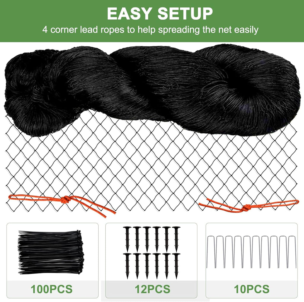 Bird Netting - Garden Poultry Netting with 3/4" Mesh Net, 50x50ft for Chickens, Heavy Duty Nylon for Fruit Tree, Orchard Protection
