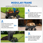 Yesker Garden Carts - 600lbs Dump Wagon with All Terrain Inflatable Wheels for Yard Lawn Farms Gardening - Heavy Duty Utility Outdoor Hauling Wheelbarrow