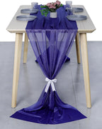 MDS 15 Pack 10ft Chiffon Table Runner 29 x 120 Inches Sheer Wedding Runner Romantic Rustic Table Runner for Wedding Decorations, Birthday Parties, Bridal Shower Party Arch Decor - Royal Blue