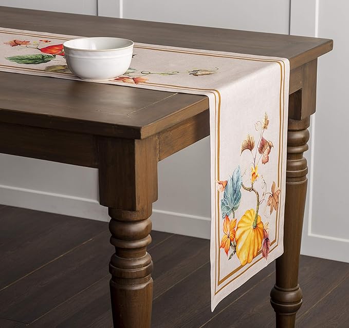 Maison d' Hermine Table Runner 100% Cotton Single Layer Table Runners 60 inches Long for Thanksgiving Christmas Decorations Home Kitchen Dining Party Wedding (Potiron, 14.5" x 60")