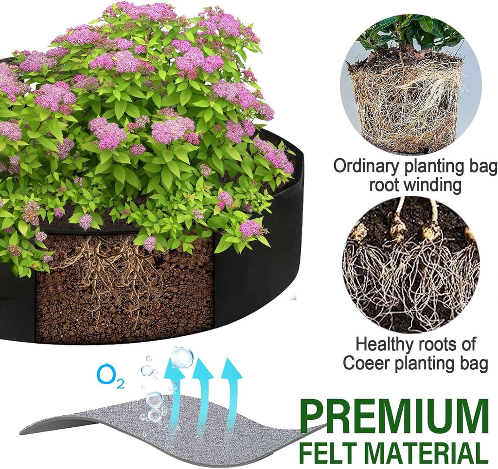 2-Pack 15 Gallon Grow Bags,Round Fabric Raised Garden Beds with 2 Handles,Durable Garden Planter Cloth Pots Container to Grow Vegetables for Outdoor Plants