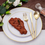 Rubtlamp 90Pcs Gold Plastic Silverware, Gold Disposable Utensils, Plastic Cutlery Include 30 Plastic Knives, 60 Forks and Spoons, Fancy Plastic Silverware Heavy Duty for Party, Wedding