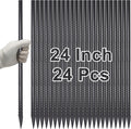 VVOKGO Rebar Stakes 24 Inch Ground Straight Concrete Form Stakes Heavy Duty (24pcs), 3/8" Diameter Metal Steel Spikes Anchors with Chisel Point End for Plant Support, Garden Border,Landscape Edging