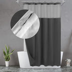 N&Y HOME Waffle Weave Shower Curtain with Snap-in Fabric Liner Set, 12 Hooks Included - Hotel Style, Water-Repellent & Washable, Heavyweight Fabric & Mesh Top Window - 71x72, Graphite Gray