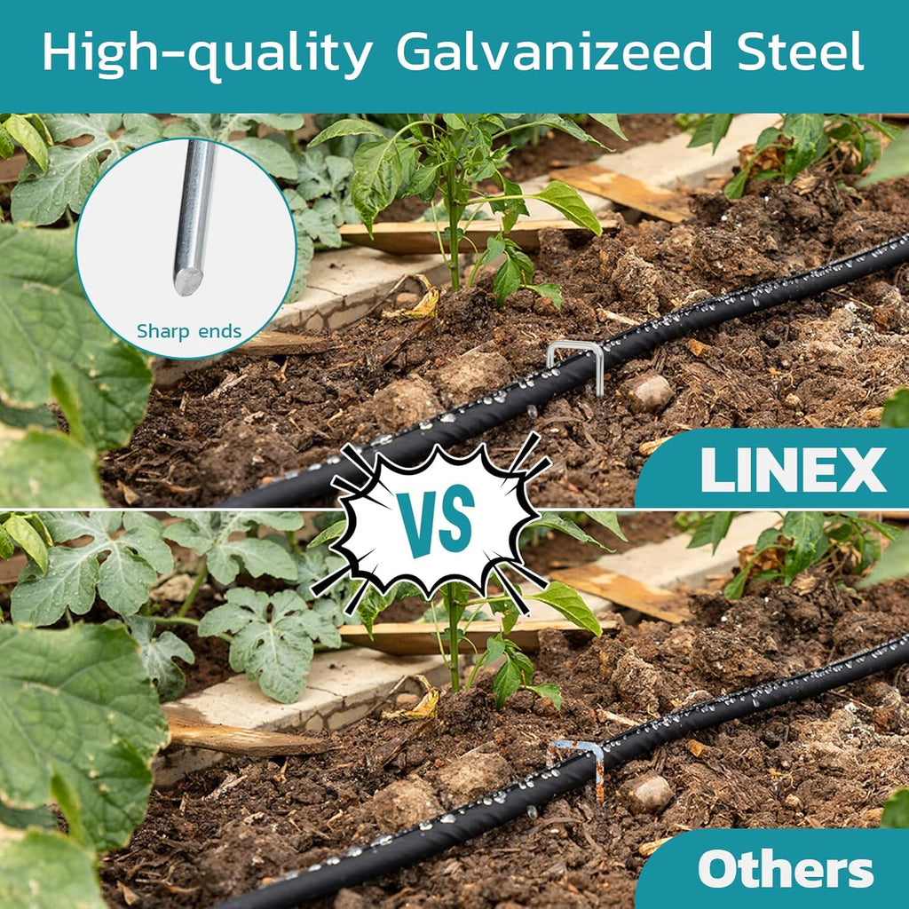 Landscape Staples 4 Inch 100 Pack, Galvanized Garden Staple, Landscape Pins Anti-Rus Lawn Stakes for Securing Weed Barrier Fabric, Yard Lawn