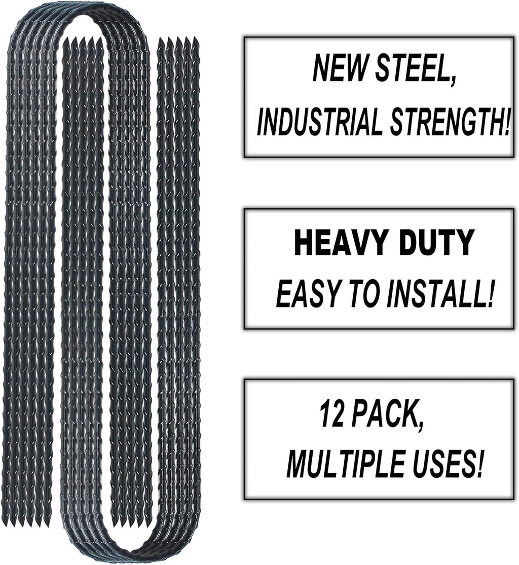 DTANX 12 Pack 12 Inch Rebar Stakes Heavy Duty Trampoline Anchors, Garden Stakes Tent Stakes Steel Ground Anchors, Black