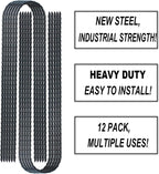 DTANX 12 Pack 12 Inch Rebar Stakes Heavy Duty Trampoline Anchors, Garden Stakes Tent Stakes Steel Ground Anchors, Black