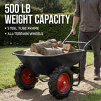 Best Choice Products Dual-Wheel Wheelbarrow Garden Cart - 500 lb Capacity, Extra-Large Wheels, Built-in Stand, for Yard, Garden & Landscaping - Black