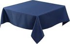 Biscaynebay Textured Fabric Square Tablecloths 90x90 Inches, Navy Water Resistant Card Table Cloth Folding Table Cover for Dining, Kitchen, Wedding and Parties etc. Machine Washable