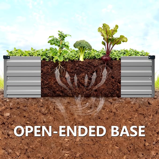 Vengarus 6x3x1FT (2 Pack) Galvanized Raised Garden Bed Kit, Outdoor Metal Planter Box for Vegetables, Rectangular Steel Container, Easy Assembly (Silver)