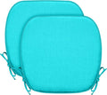 SleepMan Outdoor 17"x16" Chair Cushions with Ties Set of 2, Water Resistant All Weather U-Shape Seat Pads for Patio Garden Furniture Indoor (Set of 2, Peacock Green)
