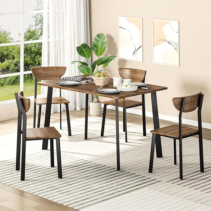 Hooseng Dining Room Table Set Dinner Table Set for 4 Breakfast Table Set for 4, Suitable Kitchen, Living Room, Breakfast, Small Spaces (1, Moon)