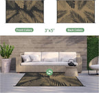 GENIMO Outdoor Rug 3' x 5' Waterproof for Patios Clearance, Reversible Outdoor Plastic Straw Camping Rug Carpet, Large Area Rugs Mats for RV, Camper, Deck, Balcony, Porch, Beach, Picnic, Black&Brown