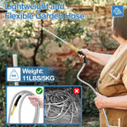SPECILITE 25 FT Garden Hose, 304 Stainless Steel Metal Heavy Duty Flexible Water Pipe, Kink Free, Durable, Lightweight for Yard, Outdoor with Rubber Grip