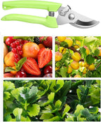Garden Flower Shears Pruning Shears 6.9 inches Scissors Heavy Duty Plant Scissors for Cutting Flowers, Trimming Plants, Bonsai, Fruits Picking (Green Handle)
