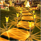 DenicMic Halloween Solar Lights Outdoor 10 Pack Orange LED Waterproof Yard Garden Patio Backyard Pathway Walkway Landscape Lawn Outside Fall Decorations Outdoor