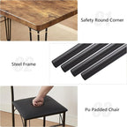 VECELO Kitchen Dining Room Table Set with 4 Chairs for Small Space, Apartment,Metal Steel Frame
