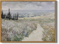InSimSea Framed Wall Art for Living Room Vintage Landscape Decor Meadow Path Flowers Paingting Wall Decor Aesthetic Cloudy Farmhouse Art Canvas Print Home Decor for Bathrrom, Bedroom Décor 12x16In