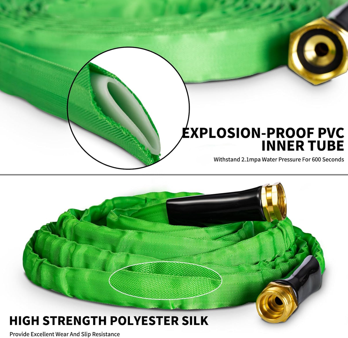 Garden Hose 25 FT,Non-Expanding,10 Functional Nozzles,Garden Hose Anti-Kink,Heavy Duty Flexible Water Hose 25 FT,Suitable for Outdoor,Yard, Lawn, Car Washing and Other Scenes. (green, 25ft)
