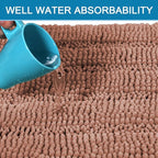 H.VERSAILTEX Bath Rugs for Bathroom Non Slip Bath Mats Extra Thick Chenille Striped Bath Rug Runners 47" x 17" Absorbent Fluffy Soft Shaggy Mats Dry Fast Plush Area Carpet for Bath Room - Muted Clay