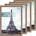 VCK 20x28 Picture Frame Set of 4 - Walnut, Gallery-Quality Wood Poster Frames, 1.1-Inch Wide Border, Polished Plexiglass, Vertical or Horizontal Wall Display for Photo/Art/Prints, Walnut