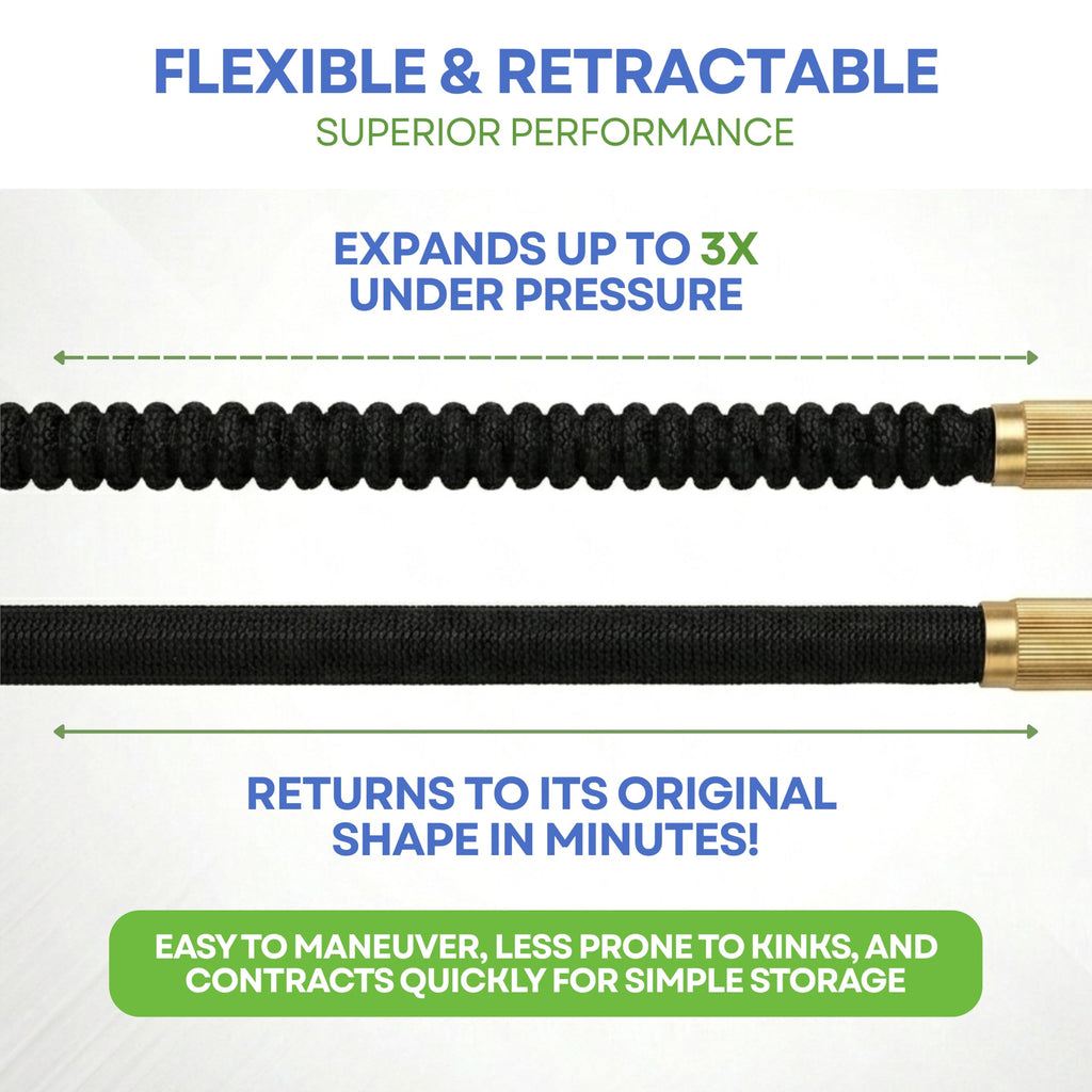 J&B XpandaHose 100ft Expandable Garden Hose, Lightweight, Brass Connectors