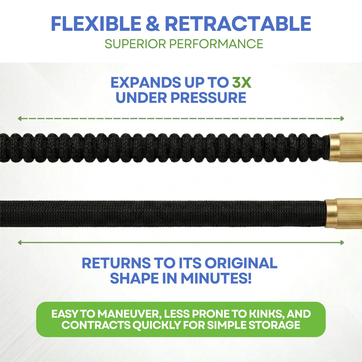 J&B XpandaHose 100ft Expandable Garden Hose, Lightweight, Brass Connectors