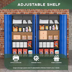 Greenvelly Metal Garage Storage Cabinet with Doors and Adjustable Shelves,72" Steel Lockable File Cabinet for Home Office,Garage,School(Black Blue,32" W x 16" D)