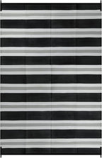 Lahome Striped Outdoor Rug Waterproof, 6x9 Reversible Outdoor Plastic Straw Rug for Camping, RV Patio Rugs Large Carpet for Porch Deck Backyard Balcony Picnic(Black/Grey,6'x 9')