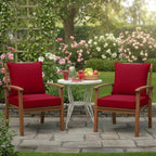 Summsun Waterproof Patio Cushions for Outdoor Furniture, Fade Resistant Back Pillow and Seat Cushion Set for Couch Replacements, 24 x 24 Inch, Red, Set of 2