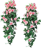 RECUTMS 2PCS Artificial Hanging Flower 3.3Ft Fake Garland for Home Room Garden Wedding Indoor Outdoor Decoration (Champagne)