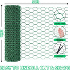 16 x 600 Inches Chicken Wire for Floral Arrangements, Green Chicken Wire, Hexagonal Galvanized Wire Mesh for Poultry Barrier, Flower Arrangement, Crafts and Garden