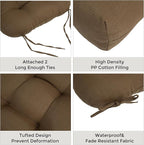FUNHOME Outdoor Chair Cushions 19 x19 Inch,Water Resistant Tufted Seat Cushions 19",Reversible,Weather Resistant,Rounded Back Wicker Chair Cushion for Patio Garden Furniture(Coffee Brown)