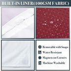 N&Y HOME Waffle Weave Shower Curtain with Snap-in Fabric Liner & 12 Metal Hooks Set - Hotel Style, Waterproof & Washable, Heavyweight Fabric & Mesh Top Window - 71x72, Wine Red