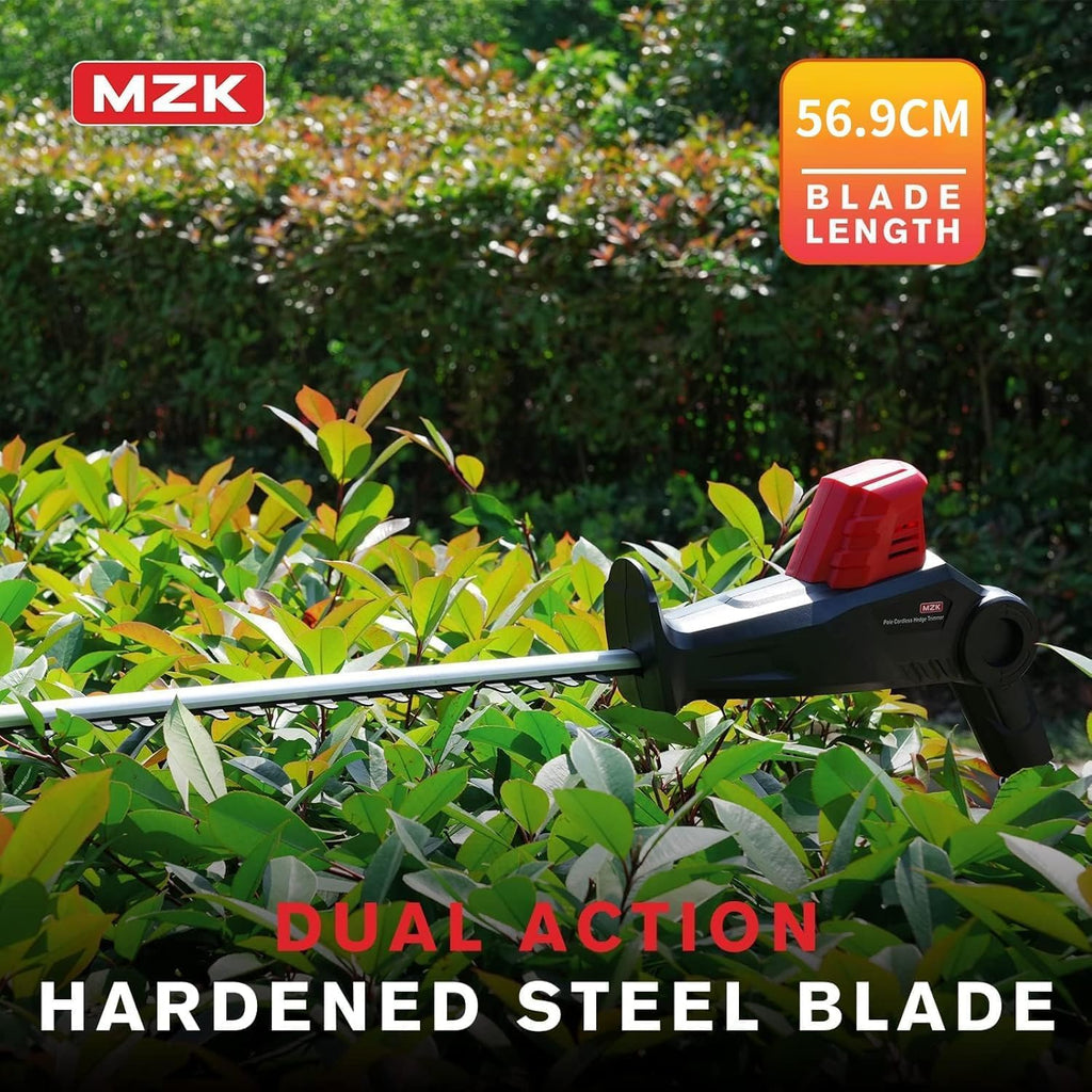 MZK 20V Cordless Hedge Trimmer, Bush & Shrub Cutter, 23-Inch Blade