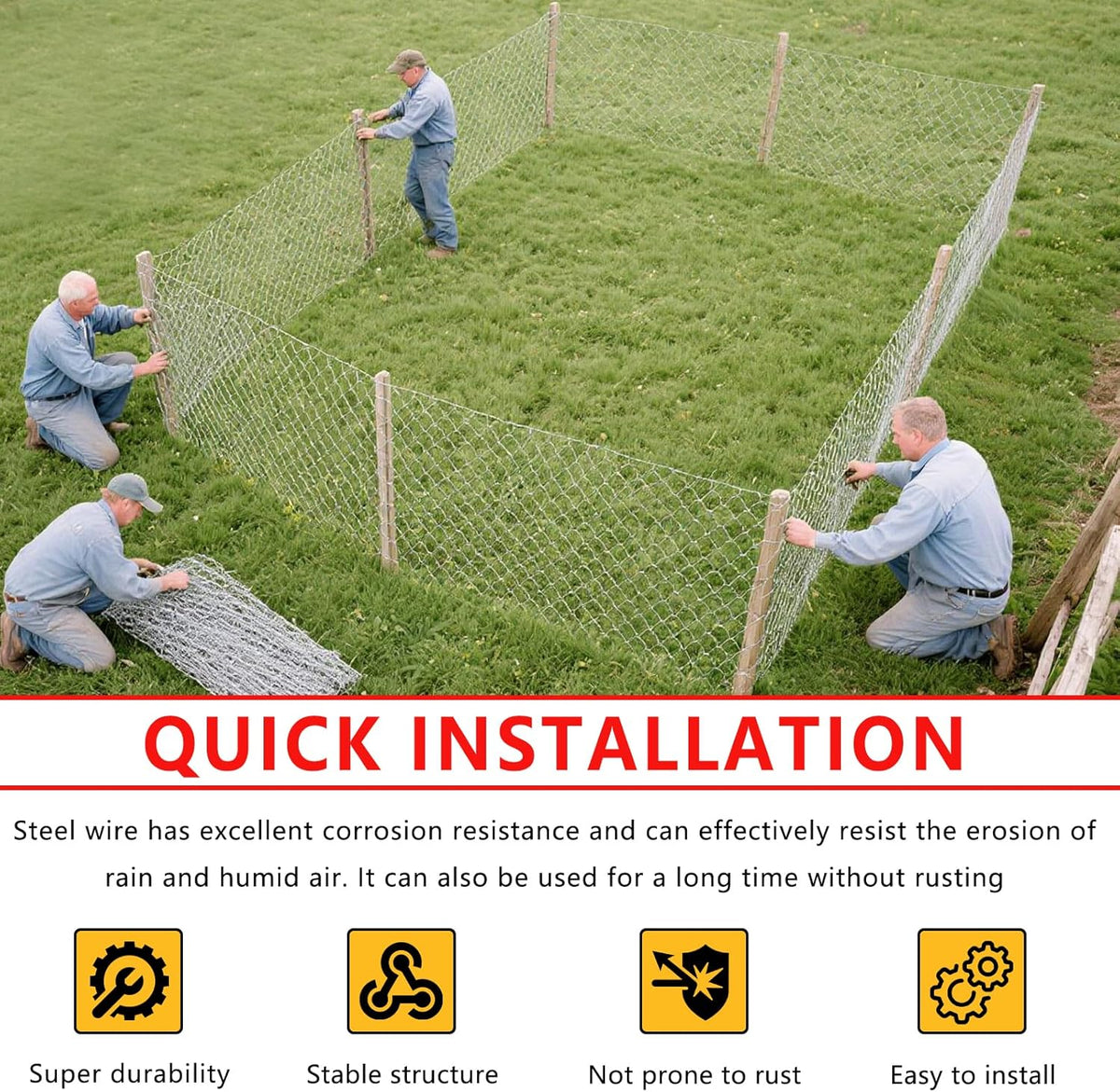 Chicken Wire, 15.7 in x 50 ft Garden Fence, Wire Mesh, Chicken Wires Fencing, Mesh Hexagonal Galvanized Metal Poultry Netting for Chicken Coop Rabbit Dogs Barrier (15.7 in x 50 ft)