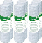 5 Micron String Wound Whole House Water Filter 10" x 2.5", 10-inch Universal Sediment Pre-Filters for Well Water, Replacement Cartridge for FXWSC, CW-F, CW-MF, 1SS, W5W, AO-WH-PRE-R2, 6-Pack