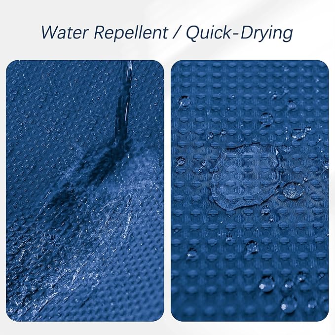 Shower Curtain Classic Blue Waffle Textured, 256GSM Heavy Duty Weighted Fabric Shower Curtains, Hotel Quality Luxury Polyester Water Repellent Bathroom Curtain with 12 Hooks, 72Wx78H