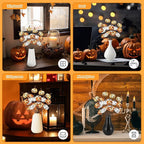 20Pcs Disco Halloween Decor, Disco Pumpkin Table Decoration, 14 Inch Artificial Glitter Mirror Pumpkin Sticks Ornament Halloween Thanksgiving Branches for Table Centerpiece Party Decor