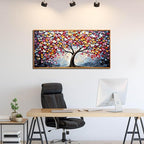 Framed Canvas Wall Art for Living Room Bedroom Office Large Tree of Life Wall Art Colorful Tree Picture Modern Canvas Prints Decor Size 24x48