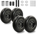 4PC 4.00-6 Flat-Free Tires and Wheels,13" Rubber Solid Tire, with 5/8" & 3/4" Bearing, 1.8"-5.8" Centered Hub Length, 4.00-6 tire and wheel Fit for Gorilla Cart, Garden Cart/Hand Truck/Wheelbarrow etc