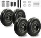 4PC 4.00-6 Flat-Free Tires and Wheels,13" Rubber Solid Tire, with 5/8" & 3/4" Bearing, 1.8"-5.8" Centered Hub Length, 4.00-6 tire and wheel Fit for Gorilla Cart, Garden Cart/Hand Truck/Wheelbarrow etc