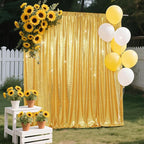 SquarePie Sequin Backdrop Curtain Less See Through Background for Wedding Party 6FT x 6FT Gold