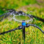 Push-to-Fit Drip Irrigation Vortex Emitters for 1/4" Drip Irrigation Tubing, 20 Pcs Adjustable 360 Degree Water Flow Fan Shape Drippers with Stake in-Line Drip System Emitter