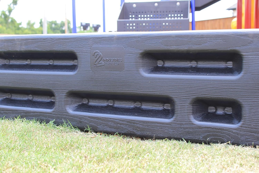 Playsafer Playground Edging Border -12" High Plastic Interlocking Timber for Playgrounds, and Play-Areas - Black - 52" L X 4" W X 12" H (4 Pack)