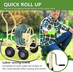Hose Reel Hold Up To 300 Ft Heavy Duty Garden Hose Reel Sturdy Water Hose Reel Cart with 4 Wheels Storage Basket for Garden Lawn Yard Outdoor (Tan)