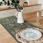 Snycler Table Runner Boho Table Runners Vintage Elegant Farmhouse Table Center Linen Decor for Home Dining Party Entrance (13x48 Inch) Gray&Green