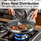 Non Stick Frying Pans Set with 3 Lid, Hybrid Pans Set Nonstick (8+10+12inch),Pan for cooking, nonStick Cookware, Dishwasher and Oven-Safe Cookware Sets, Stainless Steel Skillets