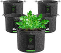 VIVOSUN 5-Pack 25 Gallon Grow Bags, 500G Thick Nonwoven Fabric Pots with Strap Handles, Multi-Purpose Rings, for Low Stress Plant Training Fruits, Vegetables, and Flowers