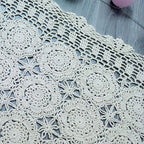 Cotton Handmade Crochet lace Table Runners Rectangular Tablecloth Doilies Doily Table Dresser Scarf Décor,19x35Inch,Beige
